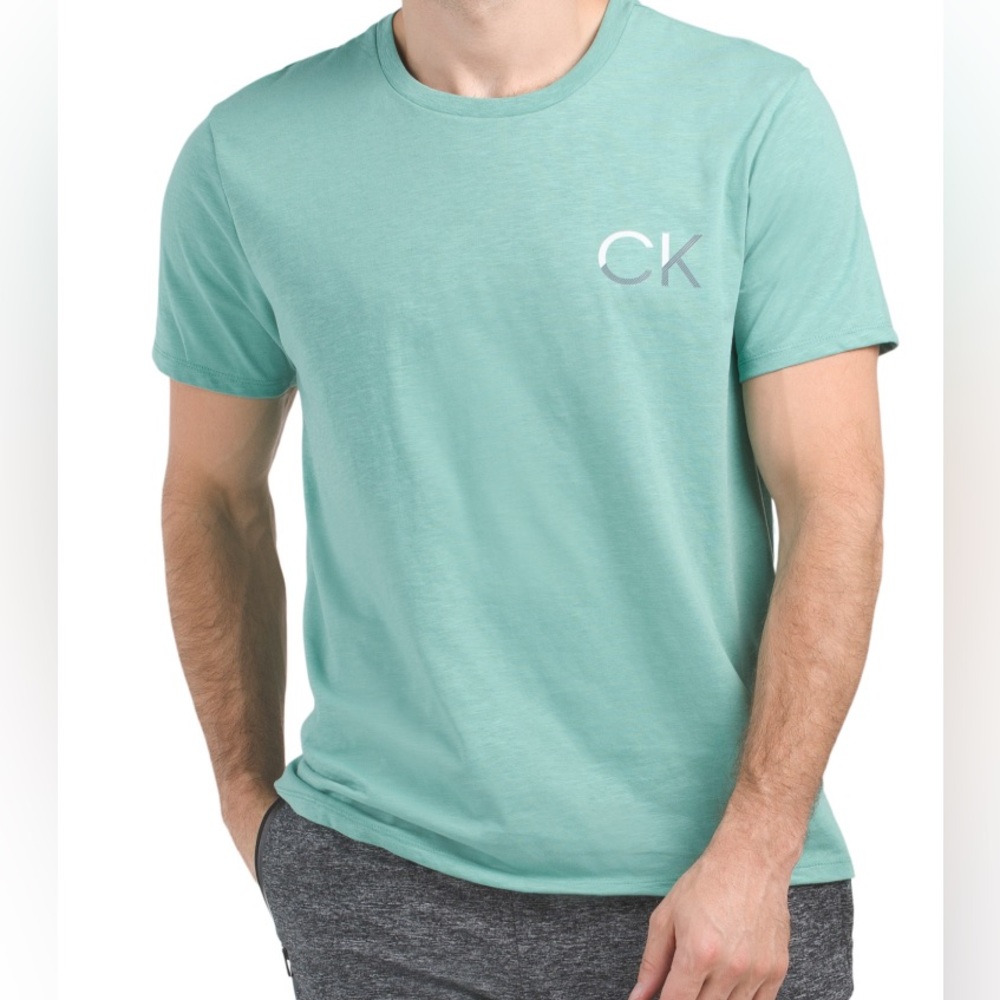 Calvin Klein Men’s Slub Jersey Logo Sleepwear Tee Beryl Green T-Shirt